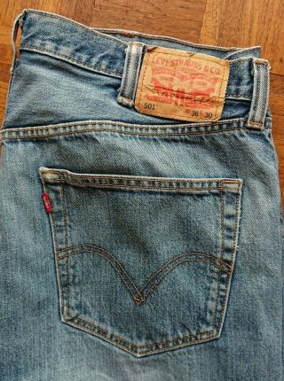 Levis 501 36 30 Well - worn Vintage Jeans 3