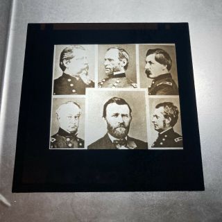 Photos Of 6 Us Civil War Union Leaders Antique Magic Lantern Slide