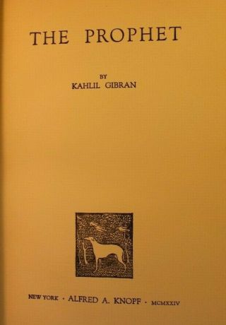 Kahlil Gibran The Prophet 1st Edition 3rd Printing 1924 Poetry Lebanon Love 6