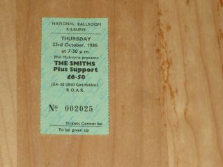 The Smiths Concert Ticket,  Kilburn 23 October 1986,  Queen Is Dead,  Rank