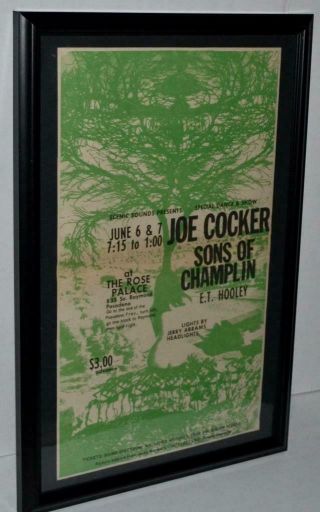 Joe Cocker 1969 Sons Of Champlin Rose Palace Promo Framed Concert Poster / Ad