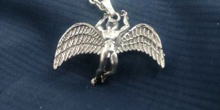 Led Zeppelin Swan Song Zoso Angel Metal Pendant Necklace With Chain 24 " Shelf J2