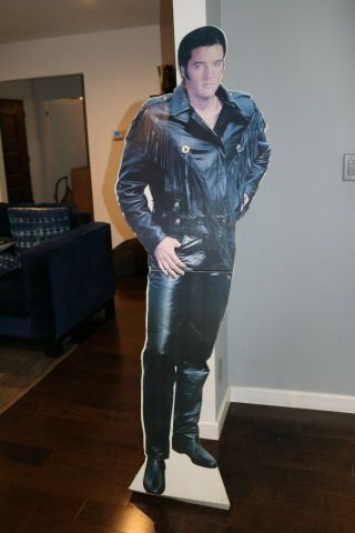 Elvis Presley Black Leather Suit Lifesize Cardboard Cutout Standee Poster Prop