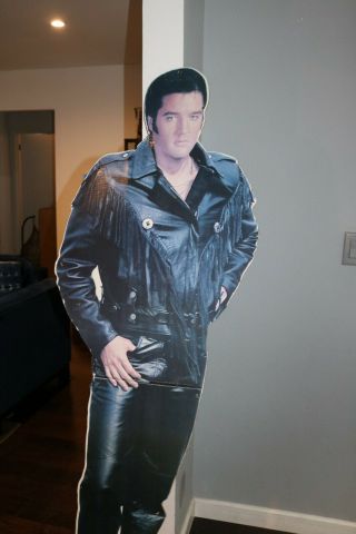 Elvis Presley Black Leather Suit Lifesize Cardboard Cutout Standee Poster Prop 2