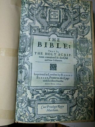 RARE 1612 Geneva Bible Imprinted in London by Robert Barker 3