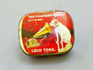Vintage Hmv His Masters Voice Loud Tone Gramophone Needle Tin With 50,  Needles