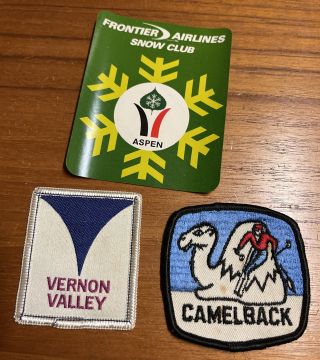 X3 Vintage Ski Resort Patches Sticker Aspen Camelback Vernon Valley Skiing