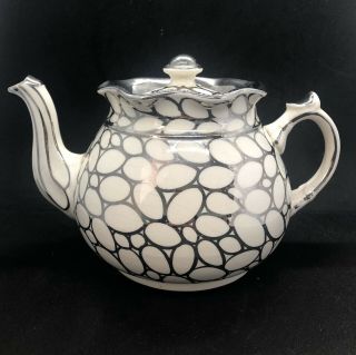 Vintage Arthur Wood Silver Detailed Cream Frill Top Teapot