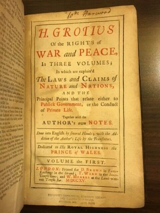 Rare 1715 Of The Rights Of War And Peace.  London,  Grotius,  Laws Of Armed Combat