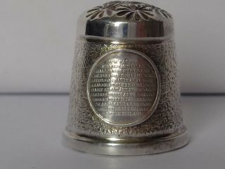 Lovely Vintage Sterling Silver Swann Thimble Birmingham 1991 The Lords Prayer