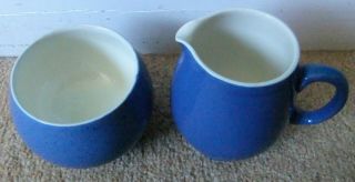 Vintage MOORCROFT Powder Blue Milk / Cream Jug And Sugar Bowl 3