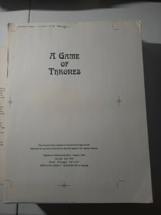 1995 Game Of Thrones Proof George Rr Martin 1st Rare With Publisher Letter