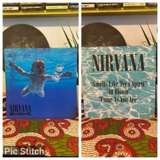 Orig Vtg 1991 Nirvana Nevermind Promo Poster 2 - Sided Flat 12x12 Grunge Punk Rock