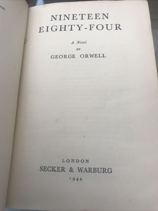 GEORGE ORWELL - Nineteen Eighty - four (1984) 1949 1st Edition Sicker & Warburg 2