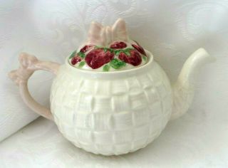 Vintage Shorter & Son Strawberry Basket Small Teapot English Pottery