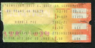 1980 Humble Pie Concert Ticket B 