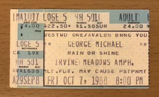 1988 George Michael Faith Tour Los Angeles Concert Ticket Stub I Want Your Sex