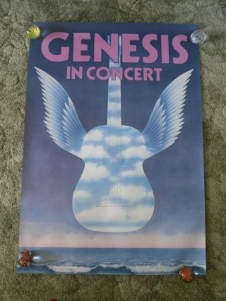 Original1977 Genesis In Concert - Blue Winged Guitar,  German Tour Blank Poster.