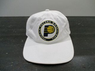 Vintage Indiana Pacers Hat Cap Strap Back White Blue Nba Basketball Mens 90s