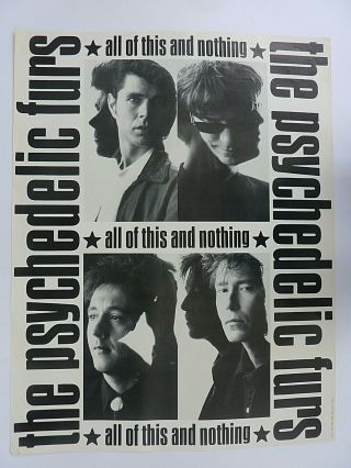 Psychedelic Furs All Of This And Nothing 1988 Vintage Music Store Promo Poster