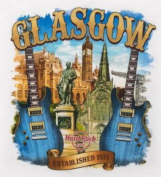 Hard Rock Cafe Glasgow 2016 City Tee White T - Shirt 2x Xxl Men 