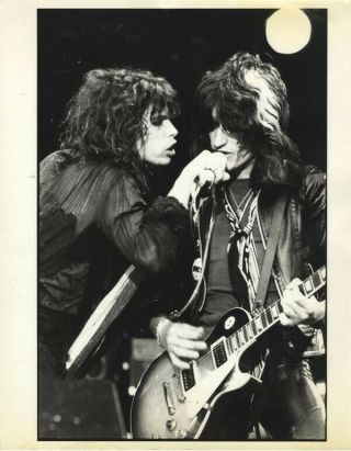 Aerosmith Steven Tyler Joe Perry Reading Concert Vintage Stamped Oversized Photo