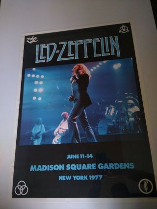 Led Zeppelin Poster Madison Square Gardens 1977 Made In England 25 X 35