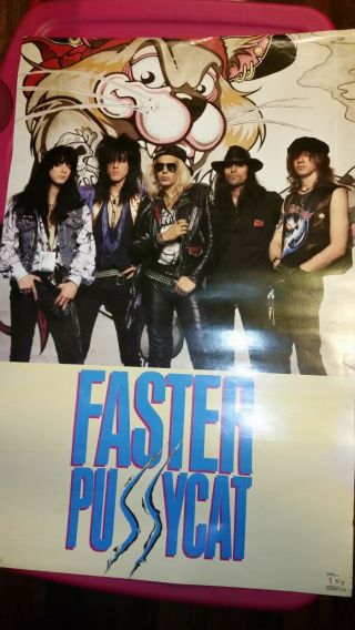 Faster Pussycat Poster 1988 Licensed Funky Vintage Glam Metal Rock Rare