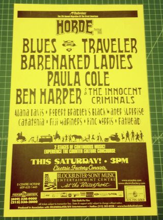 Blues Traveler Barenaked Ladies Ben Harper,  More 1998 Concert Poster