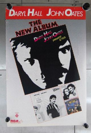 Vtg Daryl Hall John Oates Private Eyes Music Band Poster 1981 Rock 24 " X 36 " A