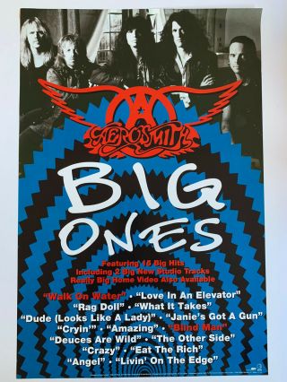 1994 Aerosmith Big Ones Promotional Rock Poster 24” X 36” Geffen Tyler