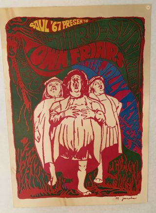 Town Friars Psychedelic Bill Graham Era Concert Poster By M.  Jacobs