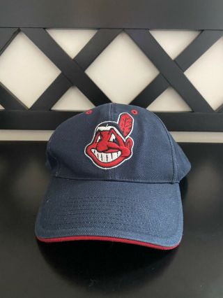 Vintage Cleveland Indians Hat Twins Enterprises Chief Wahoo Navy Blue