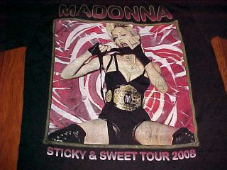 Madonna Sticky & Sweet Tour 2008 Adult Black T - Shirt Small