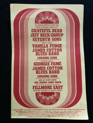 Bill Graham Fillmore East Postcard 1968 May 17 The Byrds Ravi Shanker