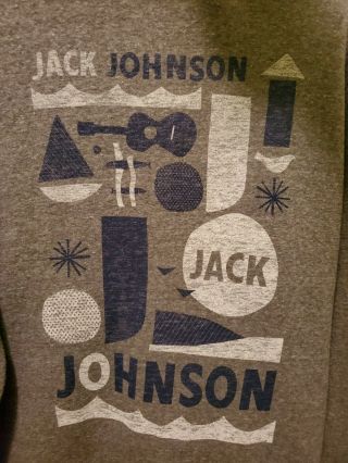 Jack Johnson To Sea 2018 Tour Xl Gray Organic Cotton Hooded Zip Sweatshirt