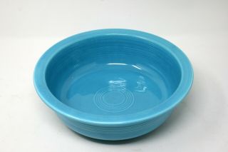 Vintage Fiesta Homer Laughlin Hlc Usa Turquoise Blue 9 1/4 " Nappy Serving Bowl