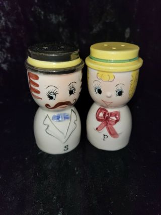 Vintage Man And Lady Salt N Pepper Shakers