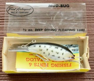 Vintage Fishing Lure Fred Arbogast Mud - Bug 5/8 Oz.  Spin Casting Box & Papers