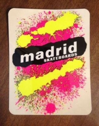 Vintage Skateboard Sticker Madrid Splash Jeff Phillips Natas Mark Nos Stranger