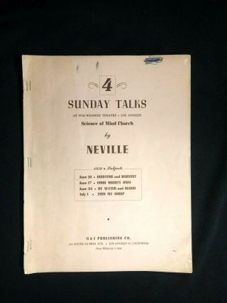 4 Sunday Talks 1956 Science Of Mind Church Neville Goddard Vintage Softcover