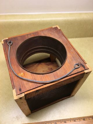 Vintage Wooden Cricket Cage Fishing Bait Bug Box 2