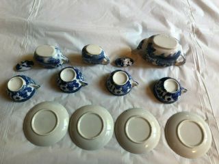 Vintage 9 piece Blue Willow Child ' s tea set 2