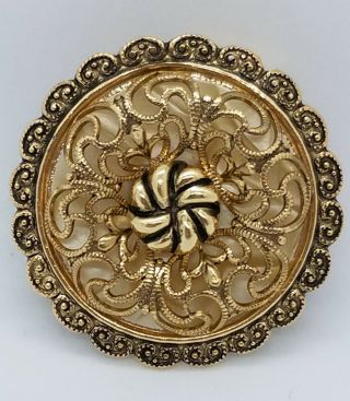 Gold Tone Filigree Ornate Knotted Hinged Scarf Clip West Germany 1.  25 " Vintage