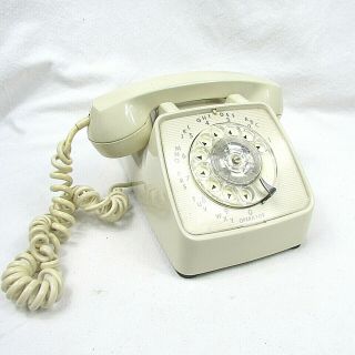 Vintage Gte Automatic Electric Telephone Rotary Dial Phone Beige Desk Top