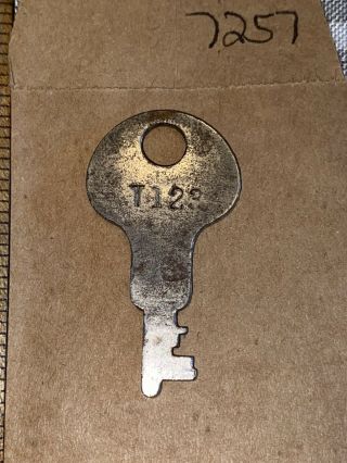 Vtg Antique Corbin Lock Co Flat Key T123 Steamer Trunk Footlocker Chest - 7257