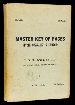 Master Key Of Races T.  G.  Butaney W/dj Astrology Numerology Wall Street Prices