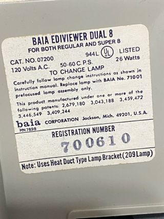 Vintage BAIA EDIVIEWER DUAL 8 MARK II 2 8 REGULAR 8MM FILM Editor 2