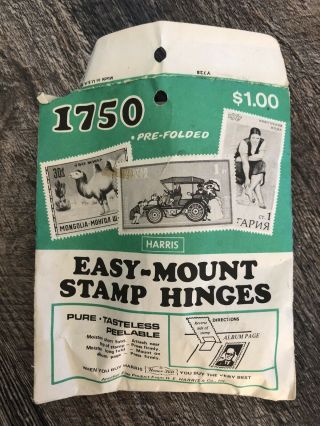 Vintage Harris Stamp Hinges.  1750 Pre Folded Package.  Opened,  But Still Full.