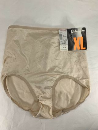 Celebrity The Lovable Gloss Satin Brief Panties Granny Sissy Beige Panty Xl